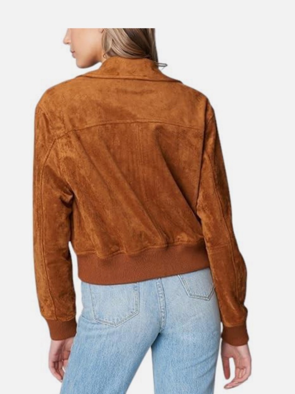 Blank NYC Cognac Faux Suede Bomber Jacket - Picture 2 of 6